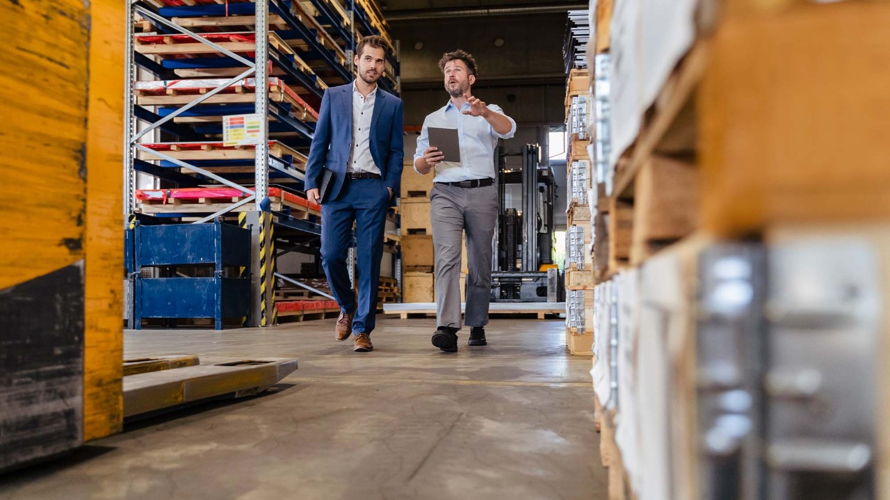 inspecting warehouse