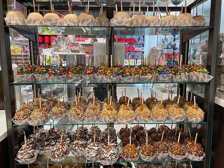 Photo of caramel apples on display