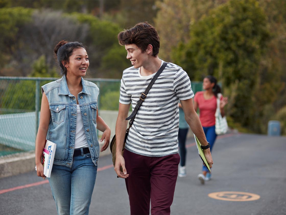 Student Banking Students Going to Class